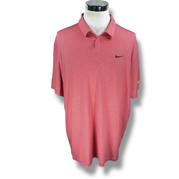 Nike Tiger Woods Collection Snap Polo Shirt Men's 2XL XXL Red Striped Budweiser - Picture 1 of 11